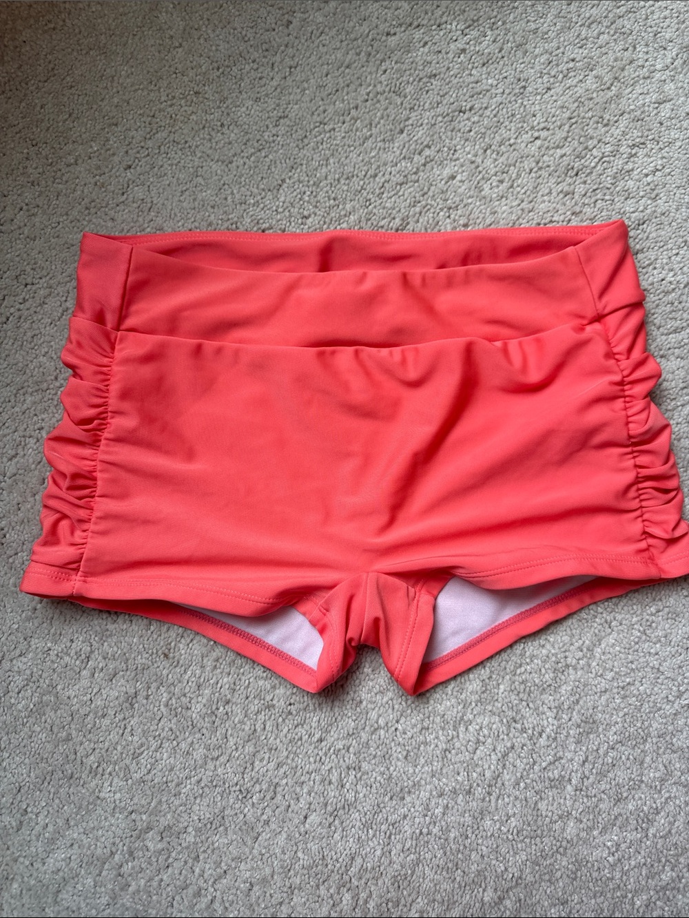 Women’s Coral Swim Briefs with Ruched Sides